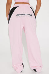 No Competition Wide Leg Sweatpants - Pink/combo