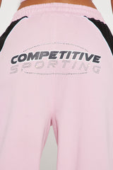 No Competition Wide Leg Sweatpants - Pink/combo