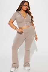 Stay Sporty Washed Wide Leg Pant - Taupe/combo