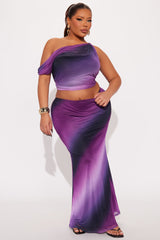 Hazel Mesh Maxi Skirt Set - Purple/combo