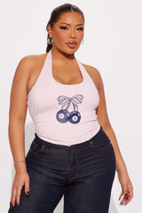 Lucky Cherries Halter Top - Pink