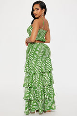 Samara Tiered Maxi Skirt Set - Green/combo