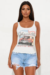 Chevelle American Muscle Lace Tank Top - Ivory