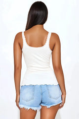 Chevelle American Muscle Lace Tank Top - Ivory