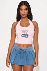 Lucky Cherries Halter Top - Pink