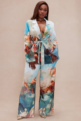 Aphrodite Blazer Suit Set - Blue/combo