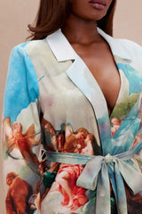 Aphrodite Blazer Suit Set - Blue/combo