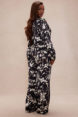 Reagan Satin Pant Set - Black/combo
