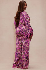 Rylin Satin Pant Set - Purple/combo