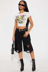 For Keeps Distressed Denim Bermuda Shorts - Black Wash