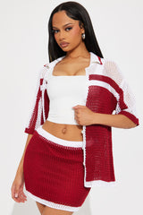 Game On Crochet Skirt Set - Red/combo
