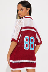 Game On Crochet Skirt Set - Red/combo