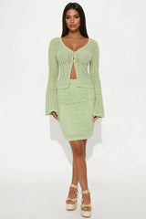Cheryl Crochet Skirt Set - Sage