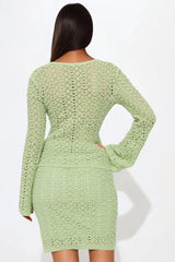Cheryl Crochet Skirt Set - Sage