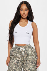 No Bra Ribbed Tank Top - White