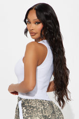 No Bra Ribbed Tank Top - White