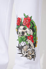 Von Dutch Skull Oasis Wide Leg Pant - White/combo