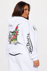Von Dutch Skull Oasis Zip Up Hoodie - White/combo