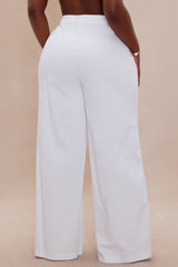 Here For Business Tailored Wide Leg Pant - White