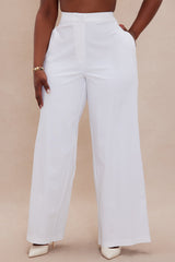 Here For Business Tailored Wide Leg Pant - White