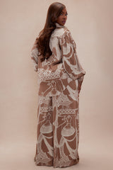 Anna Satin Pant Set - Mocha/combo
