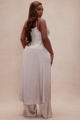 Genesis Flyaway Satin Pant Set - Taupe
