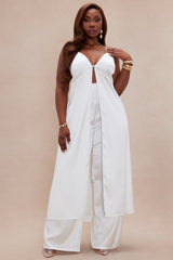 Gianina Flyaway Satin Pant Set - White
