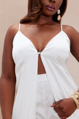 Gianina Flyaway Satin Pant Set - White