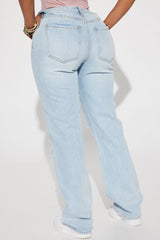 Only One Non Stretch Ripped Straight Leg Jean - Light Wash