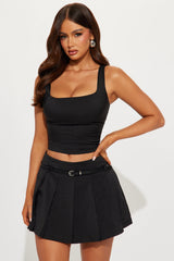 Kimberly Pleated Skort Set - Black