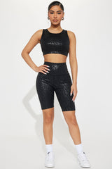 Wild Side Leopard Biker Short - Black