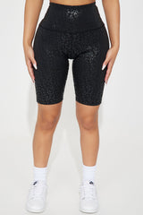 Wild Side Leopard Biker Short - Black