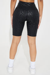 Wild Side Leopard Biker Short - Black