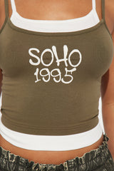 Soho Double Layered Top - Olive/combo