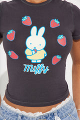 Miffy Strawberry Baby Tee - DarkGrey