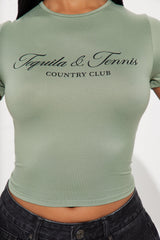 Tequila & Tennis Baby Tee - Olive