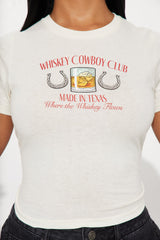 Whiskey Cowboy Club Baby Tee - Cream