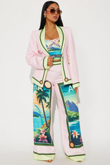 Tropical Bliss 3 Piece Pant Set - Pink/combo