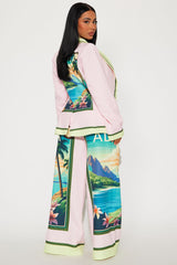 Tropical Bliss 3 Piece Pant Set - Pink/combo