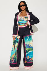 Tropical Bliss 3 Piece Pant Set - Black/combo