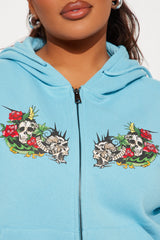 Von Dutch Skull Oasis Zip Up Hoodie - Blue/combo