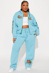 Von Dutch Skull Oasis Wide Leg Pant - Blue/combo