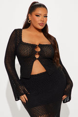 Elsie Crochet Skirt Set - Black