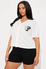 Playboy Pink Cropped Jersey Tee - White/combo