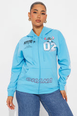 Stitch Ohana Zip Up Hoodie - Blue