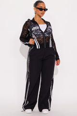 In My Archives Lace Zip Up Top - Black