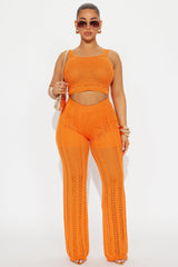 Makana Crochet Pant Set - Orange
