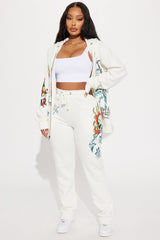 Ed Hardy On Fire Wide Leg Pant - Ivory