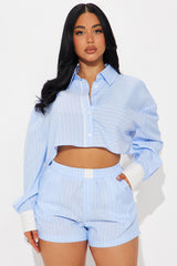 Lisa Striped Boxer Short Set - Blue/combo