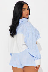Lisa Striped Boxer Short Set - Blue/combo